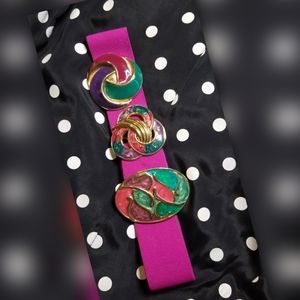 Vintage Pink Belt Multiple  Belt Buckles